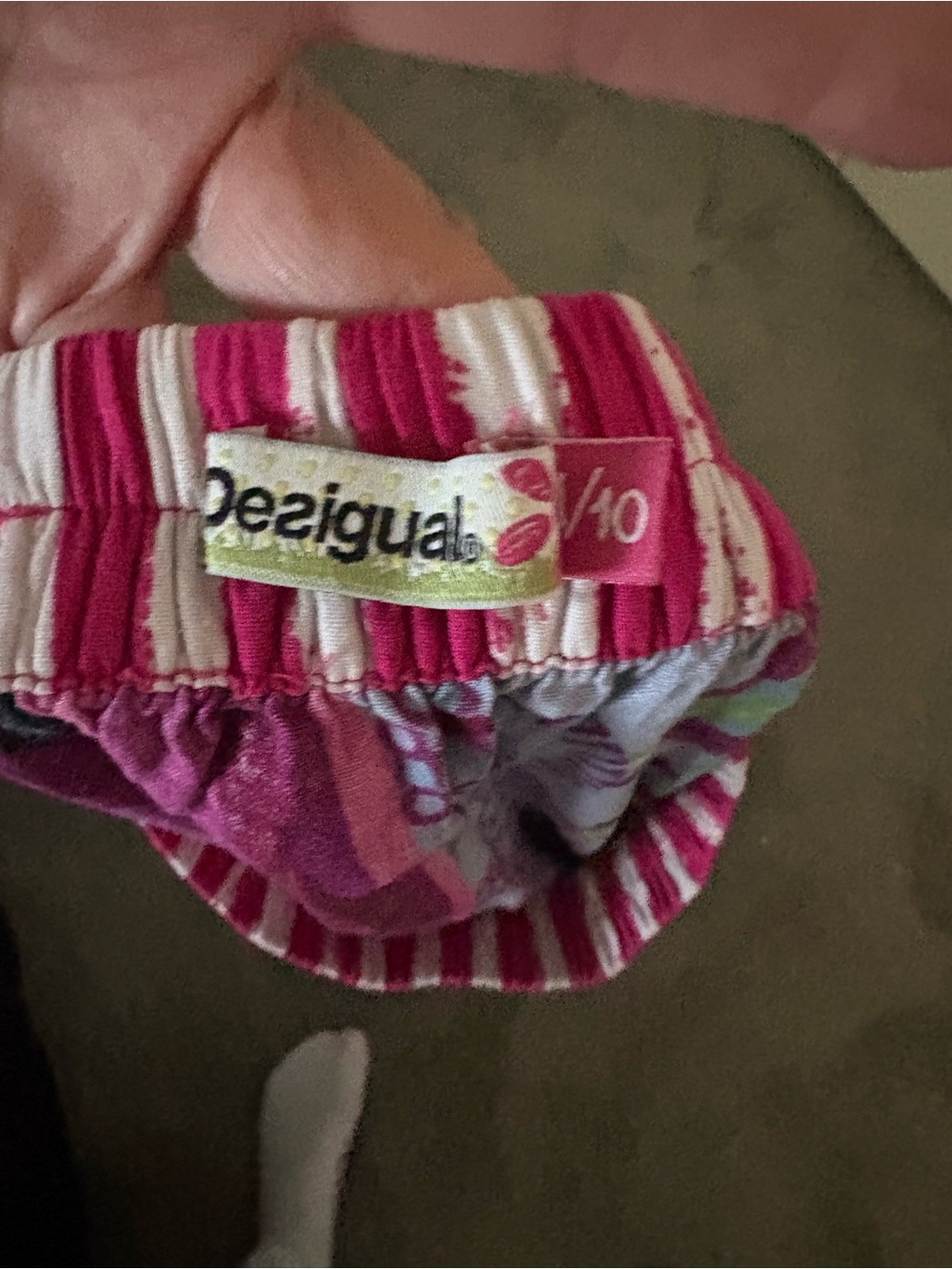 Desigual Pink & White Printed Elastic Waist Shorts - Picture 3 of 3